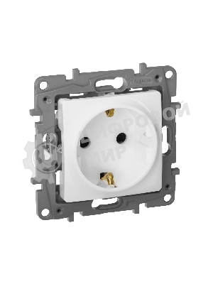 Механизм розетки 1-м СП Etika 2К+З 16А защ. шторки с заземл. винт. зажимы бел. Legrand 672222