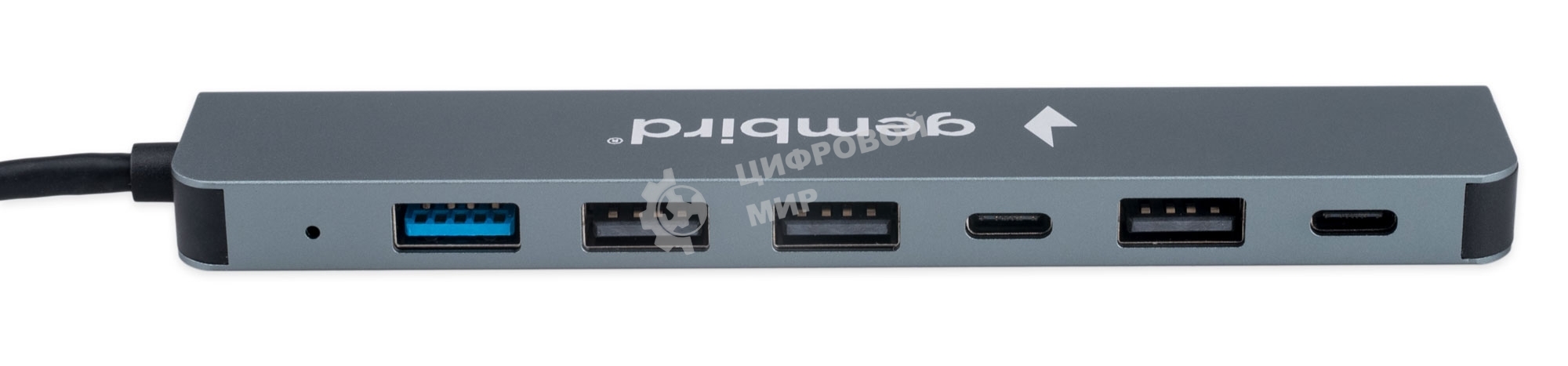 Разветвитель USB3.0/2.0 Gembird UHB-C445, USB3.0, 4хUSB2.0, Type-C, с доп.питанием (порт Type-C), кабель Type-C/USB 17см, алюминий, коробка