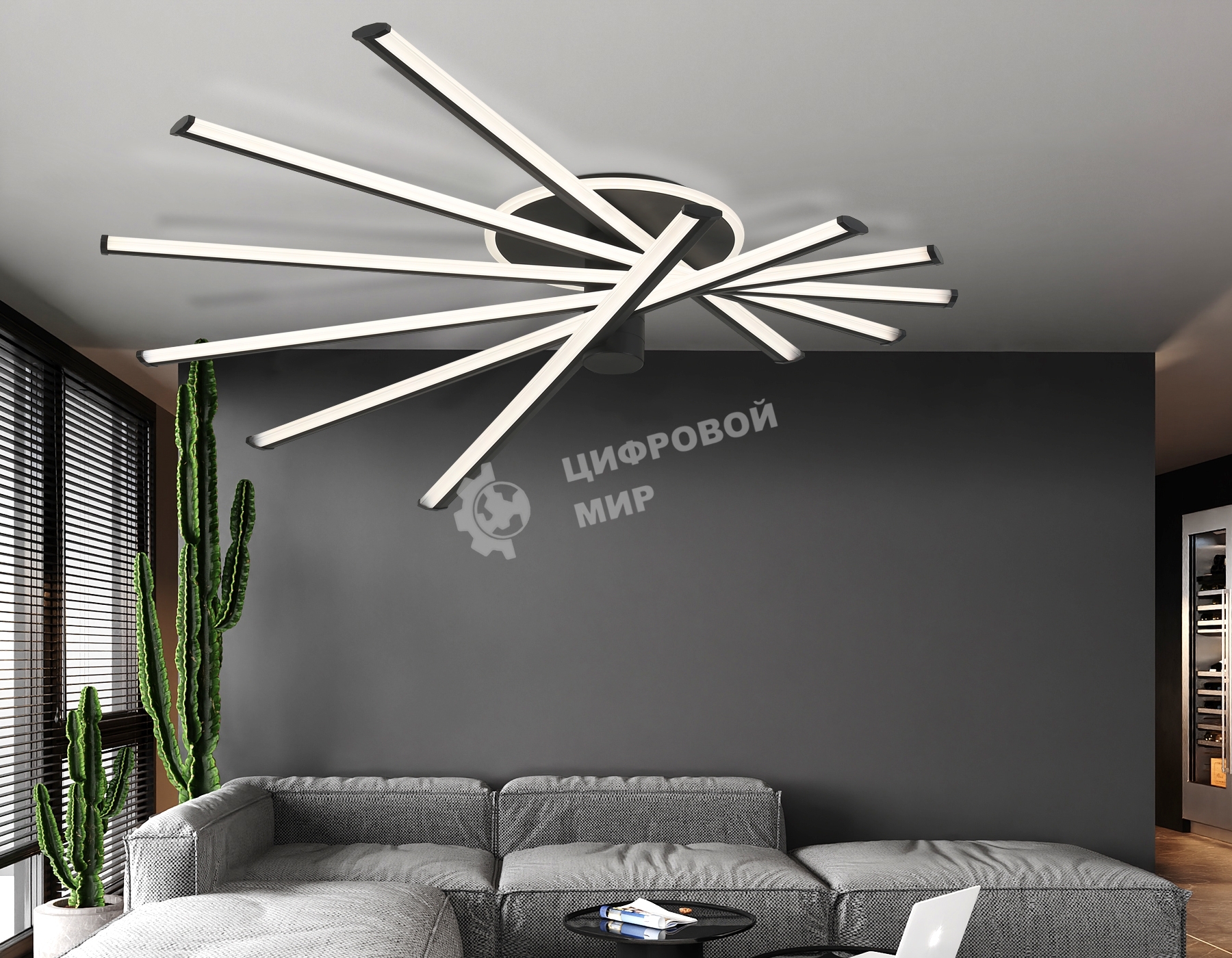 Потолочный светодиодный светильник Ambrella light FL6232 BK черный 96W 3000K-6400K 605*605*200 (ПДУ ИК)