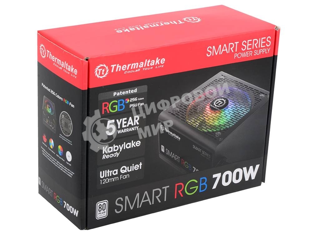 Блок питания Thermaltake Smart RGb (PS-SPR-0700NHSAWE-1), 700Вт, 80 PLUS, 120мм, черный