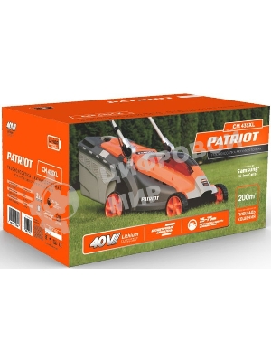 Газонокосилка аккумуляторная PATRIOT CM 435XL 512201435 40В, акб 2,5Ач, ширина кошения 37см, травосборник 40 л