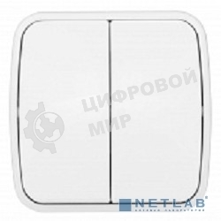 Выключатель 2-клавишный ОП 10А белый Минск EKF Basic