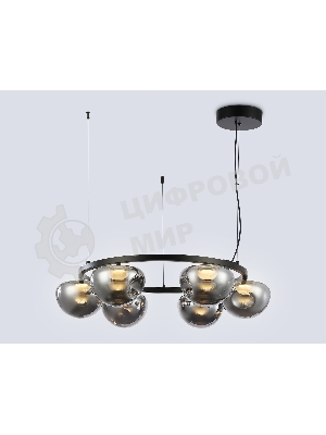 Подвесной светодиодный светильник Ambrella light LH12003/6 BK/GD/SM черный/золото/дымчатый 36W 3000K D760*175