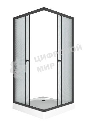 Душевой уголок BAU Stil Hit Black с поддоном 90x90х195, рифленое закаленное стекло, черный профиль