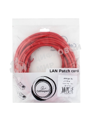 Патч-корд UTP Cablexpert cat.5e, 5м, литой, многожильный, красный