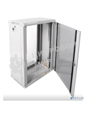 Шкаф телекоммуникационный настенный разборный ЦМО 18U (600 х 350) дверь стекло, черный (ШРН-Э-18.350-9005)