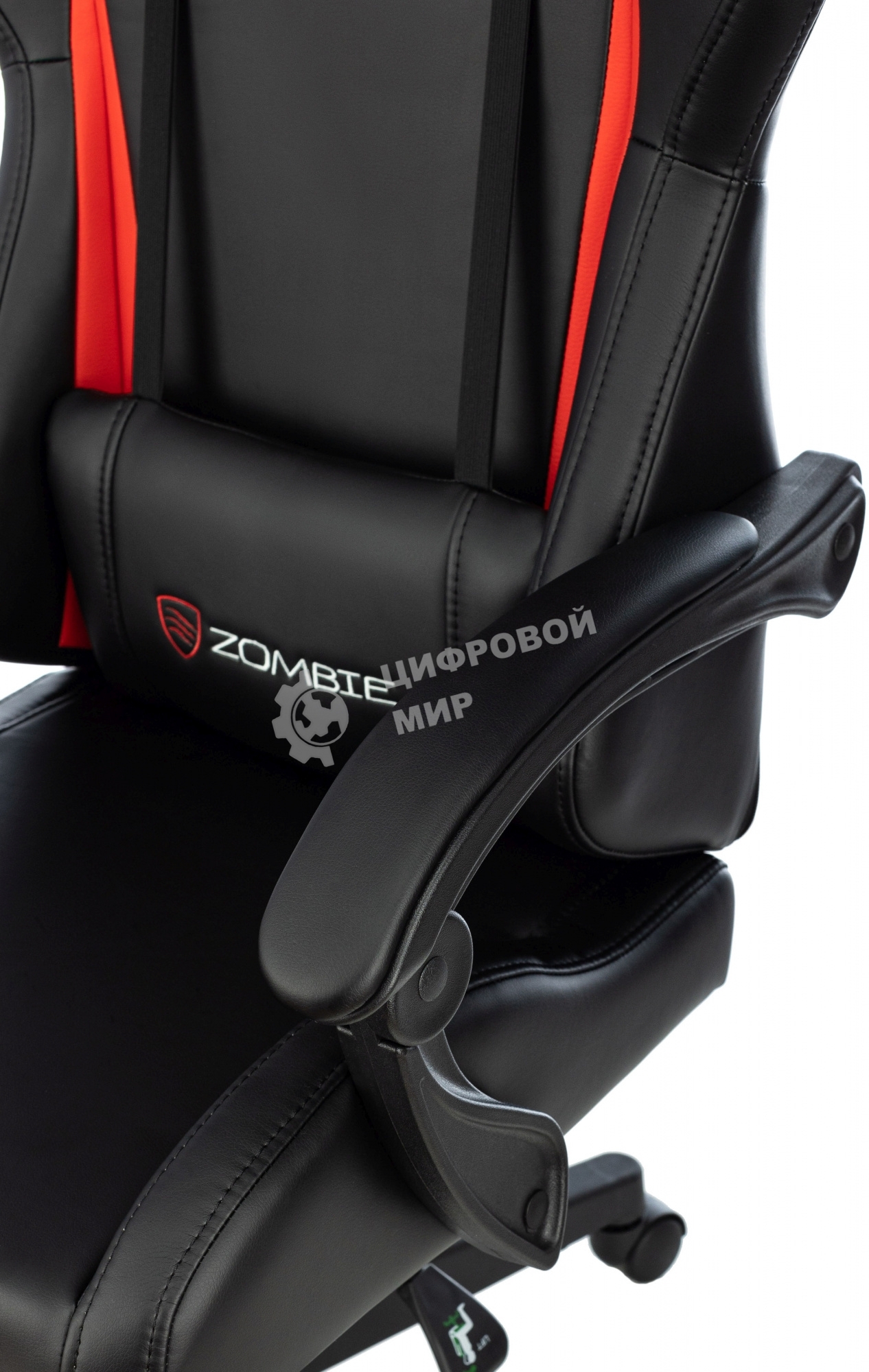 Кресло игровое Zombie GAME TETRA черный/красный эко.кожа крестов. пластик