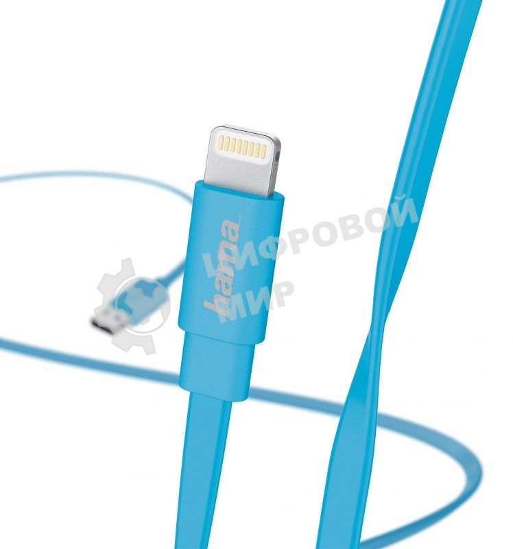 Кабель Hama Flat 00173646 Lightning (m) USB A(m) 1.2м синий плоский