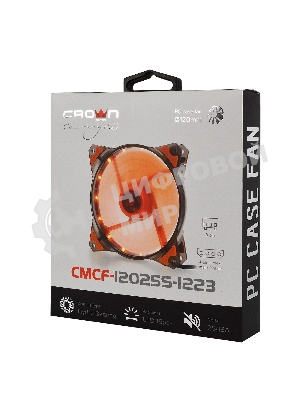 Вентилятор для корпуса Crown CMCF-12025S-1223 черный/оранжевый, 120 мм, 1650 об/мин, 28 дБ, 3 pin