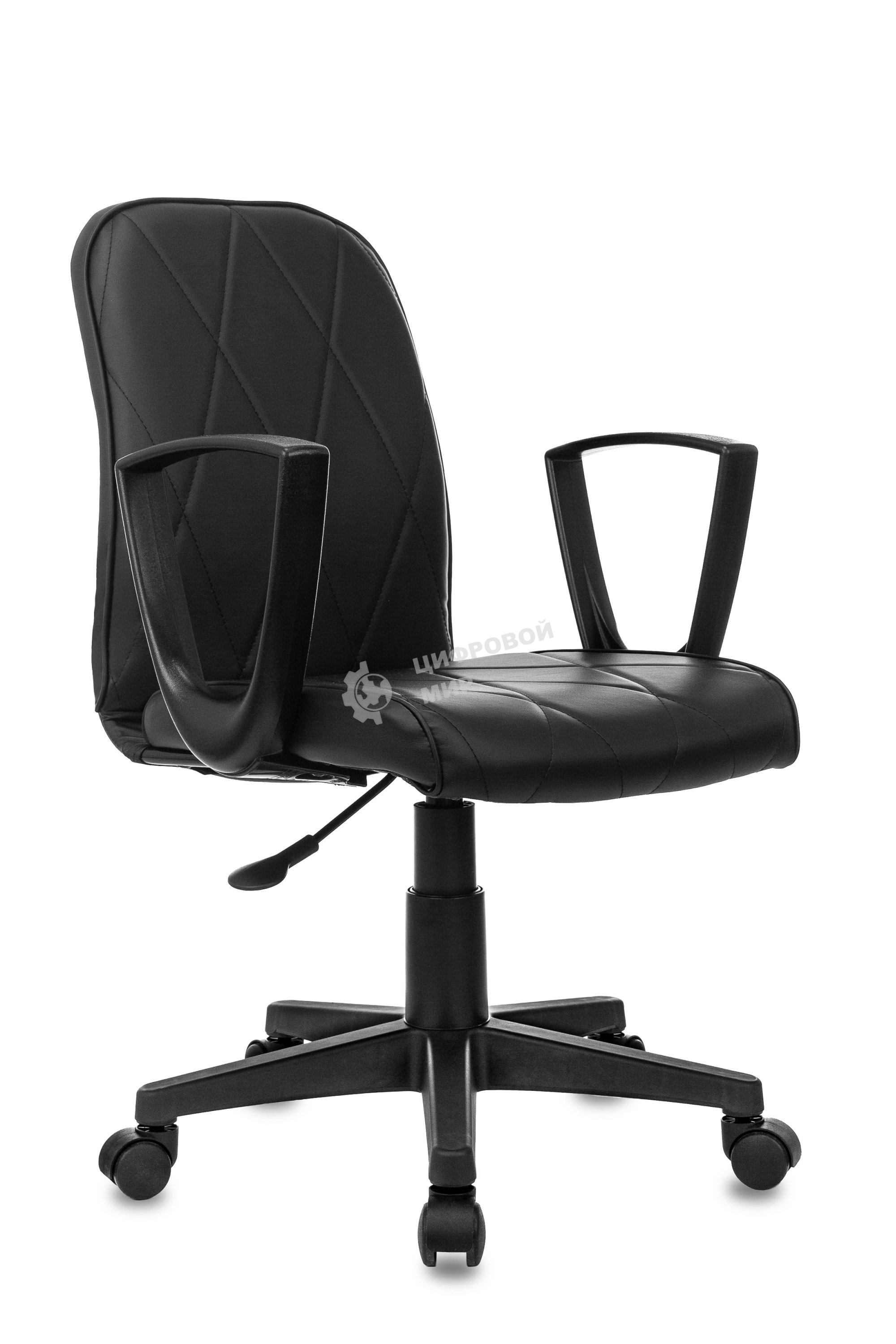 Кресло компьютерное Бюрократ CH-327 черный, эко.кожа, крестов. пластик