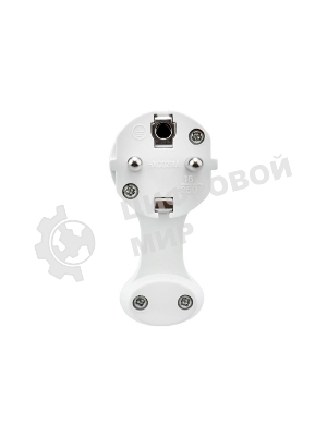 Вилка Евро Rexant угловая с з/к 16 А плоская за шкаф белая