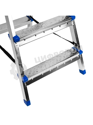 Стремянка двухсторонняя Сибртех 4 ст., сталь профиль, стальные ступени