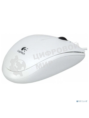 Мышь проводная Logitech B100 белый, 1000 dpi, USB, кнопки - 3