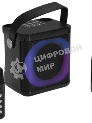 Переносная караоке система TRS2406 iconBIT K702B Колонка 10Вт, 2 микрофона Bluetooth, подсвктка, с аккумулятор в колонке 1500mAh и микрофонах, 16*12*16.7 CM, черный