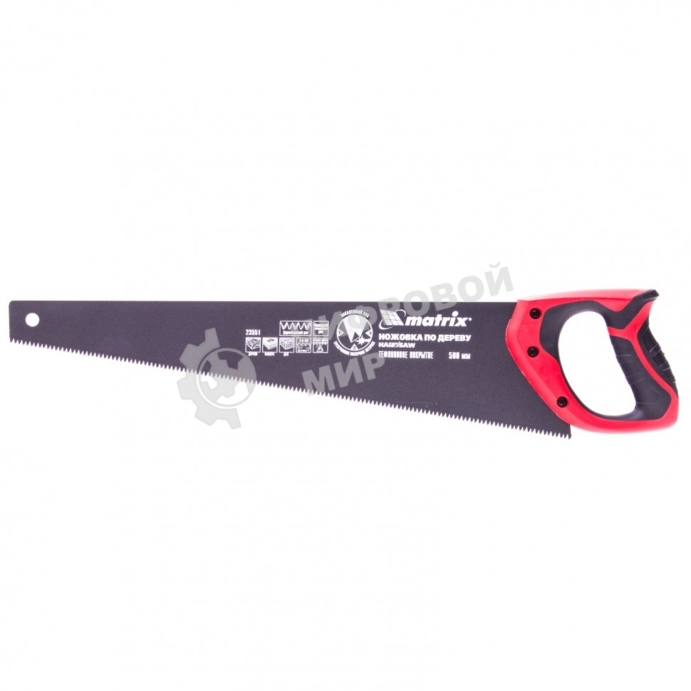 Ножовка по дереву Matrix, 500 мм,7-8 TPI,зуб-3D,каленый зуб,тефл.покр.полотна,двухкомпонентнаярук-ка
