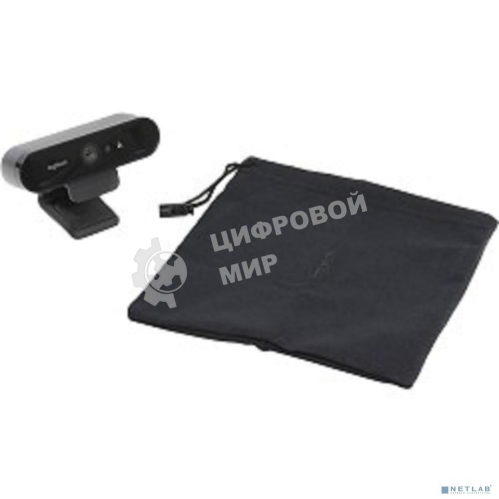 Веб-камера Logitech Brio 4K HDR 3840x2160, 30 кадр/с, USB Type-A, микрофон (2 шт, шумоподавление), автоматическая фокусировка, автоосвещение, HDR, шторка приватности, универсальное крепление