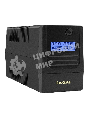 Источник бесперебойного питания ExeGate Smart LB-500.LCD.AVR.2SH (500VA/300W, LCD, AVR, 2*Schuko, батарея 12V 4.5Ah, черный)