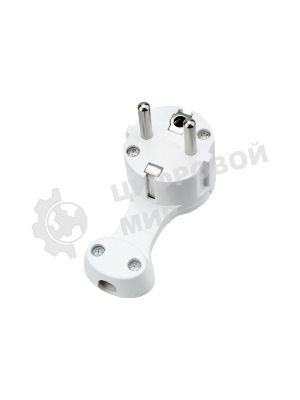 Вилка Евро Rexant угловая с з/к 16 А плоская за шкаф белая