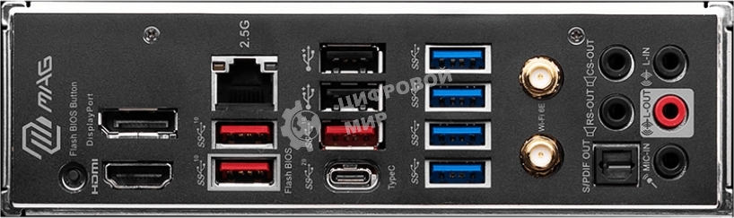 Материнская плата MSI MAG B650 TOMAHAWK WIFI, AM5, AMD B650, 4xDDR5, 6xSATA, 3xM.2, 1xPCI-E 4.0 x16, 1xPCI-E 4.0 x2, 1xHDMI, 1xDisplayPort, 1xUSB Type-C, 1x2.5Gb LAN, 2xUSB-A 2.0, 3xUSB-A 3.2 Gen 1, 3xUSB-A 3.2 Gen 2, 5x3.5 мм, 7.1, Standard-ATX