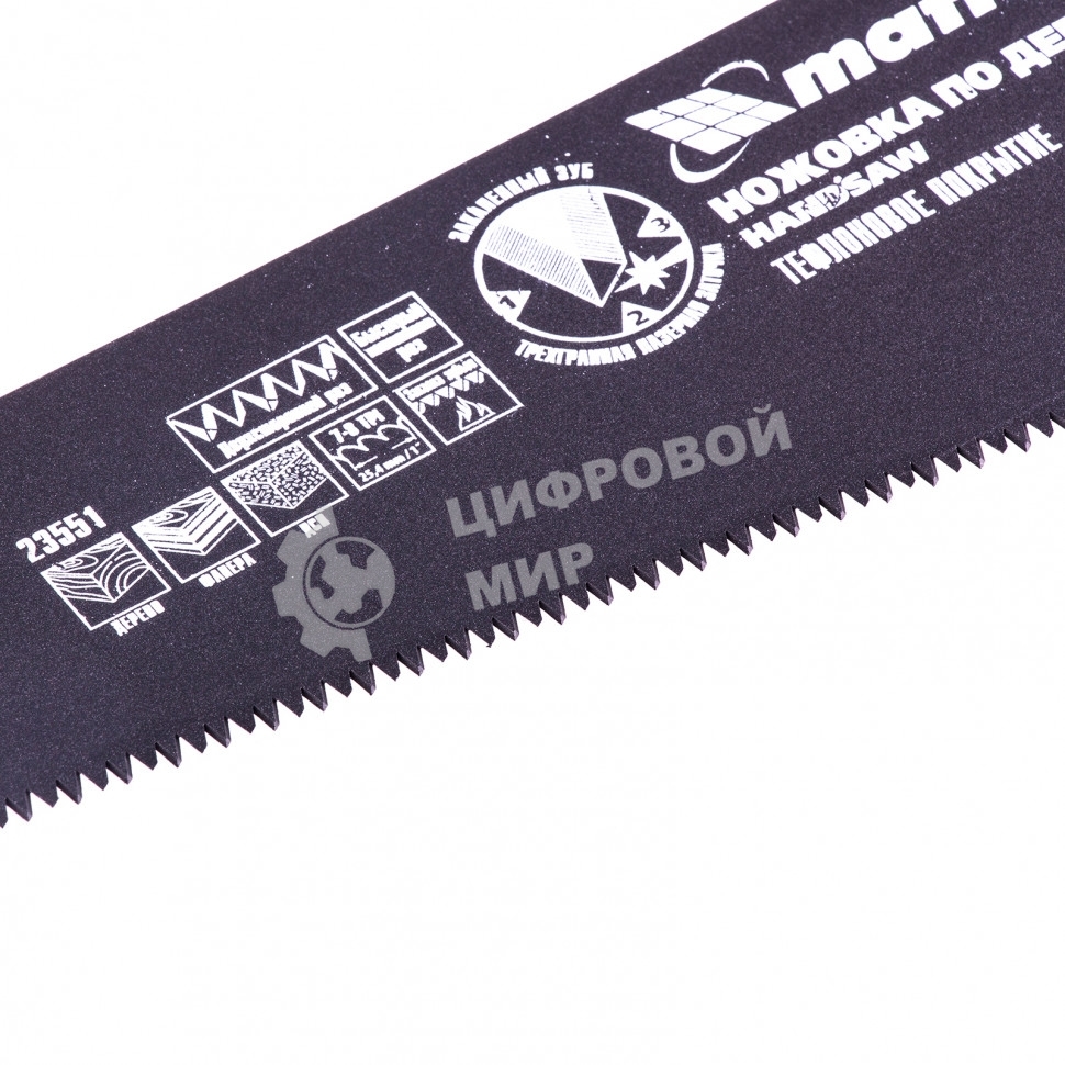 Ножовка по дереву Matrix, 500 мм,7-8 TPI,зуб-3D,каленый зуб,тефл.покр.полотна,двухкомпонентнаярук-ка