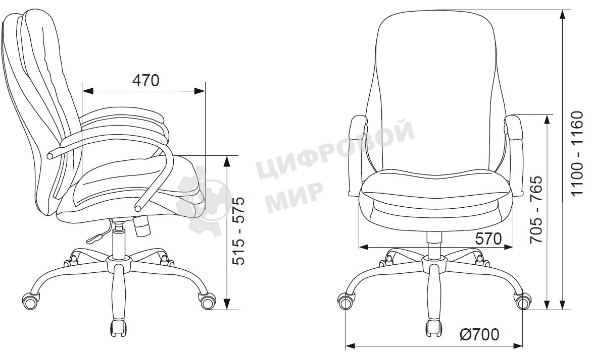 Кресло руководителя Бюрократ T-9950SL Fabric черный Light-20, крестовина металл хром