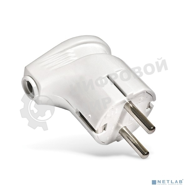 Вилка электрич. с заземл. угл. бел. 16А 250В (еврослот) UNIVersal А105
