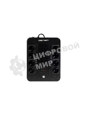 Источник бесперебойного питания SMARTWATT UPS SAFE PRO 1000 черный 1000/600 ВА/Вт, линейно-интерактивный, напольный/настенный, LED индикация, Shuko CEE7/4 - 8 шт. (4 шт. с резервным питанием, 4 шт. - сетевой фильтр)