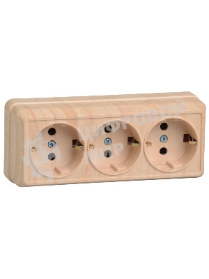 Розетка 3-м ОП Октава 16А РС23-3-ОС с заземл. сосна IEK ERO31-K03-16-DC