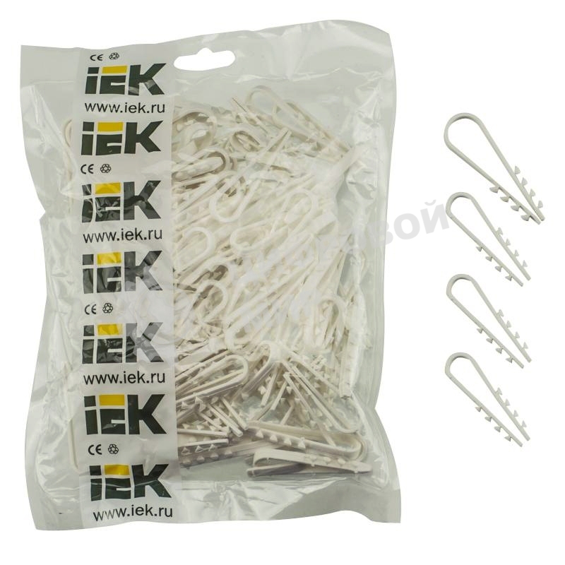 Дюбель-хомут d19-25 мм для круглого кабеля нейлон белый (уп. 100 шт) IEK UHH35-19-25-100