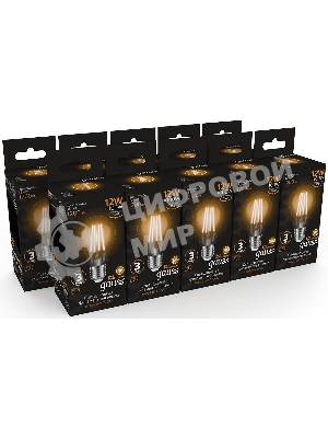 Лампа cветодиодная Gauss Filament А60 12W 1200lm 2700К Е27 LED 1/10/40