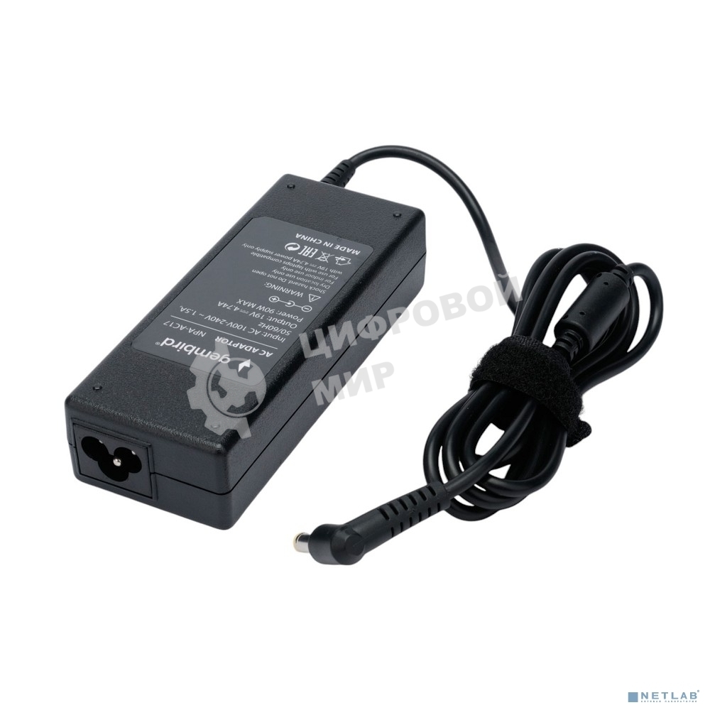 Блок питания Gembird для ноутбуков Asus, Toshiba 19В/4,74А, 90Вт, 1 штекер 5,5х2,5мм (NPA-AC17)