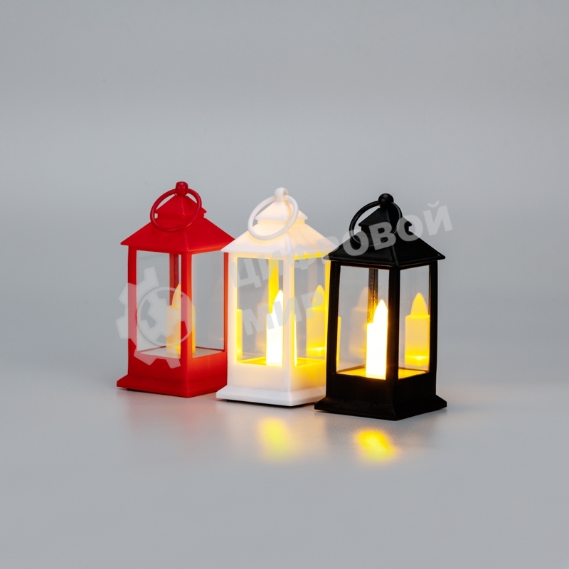 Набор Neon-night из 3 фонарей со свечкой 5,5х5,5х12,5 см, цвет корпуса белый, красный, черный, цвет свечения теплый белый, питание 3xLR1130