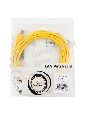 Патч-корд UTP Cablexpert cat.5e, 3м, литой, многожильный, желтый