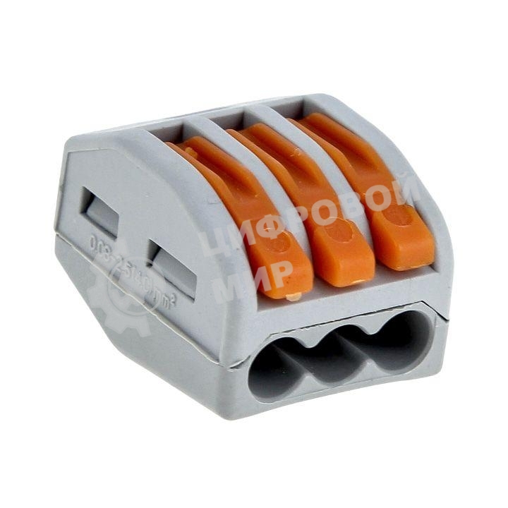 Строительно-монтажная клемма СМК 222-413 с рычагом 3 отверстия 0,08-2,5 мм2 (100 шт.) EKF PROxima plc-smk-413 EKF