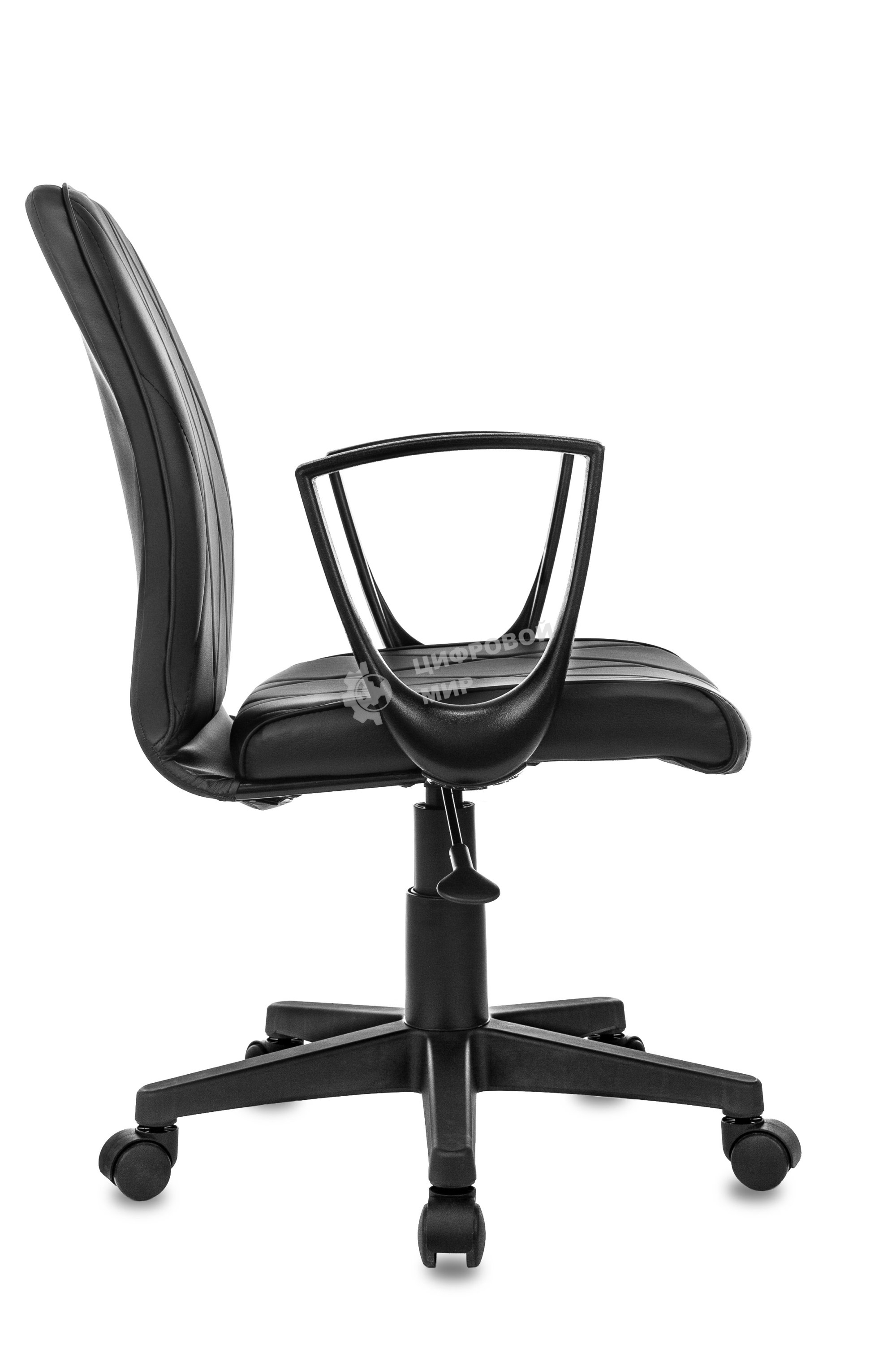 Кресло компьютерное Бюрократ CH-327 черный, эко.кожа, крестов. пластик