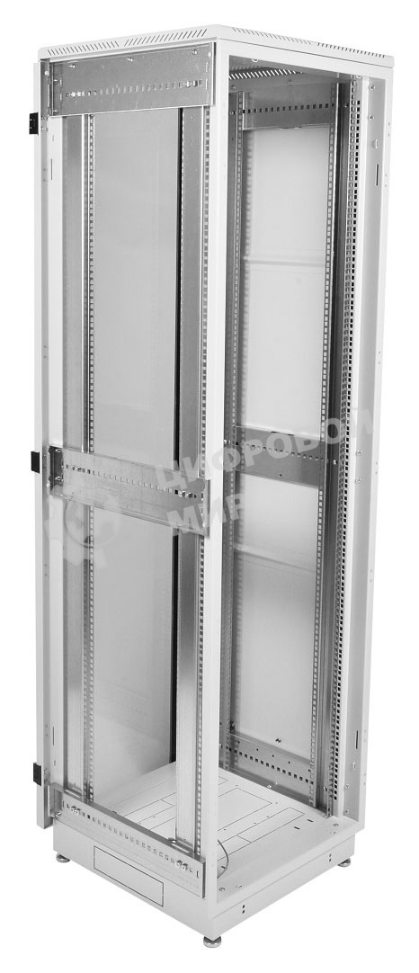 Шкаф телекоммуникационный напольный 42U (600x1000) дверь стекло (3 места), черный