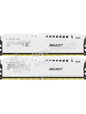 Оперативная память Kingston Fury Beast, DDR5, 32Gb (2x16 Gb), 5600 MHz, CL36, DIMM, радиатор, белый