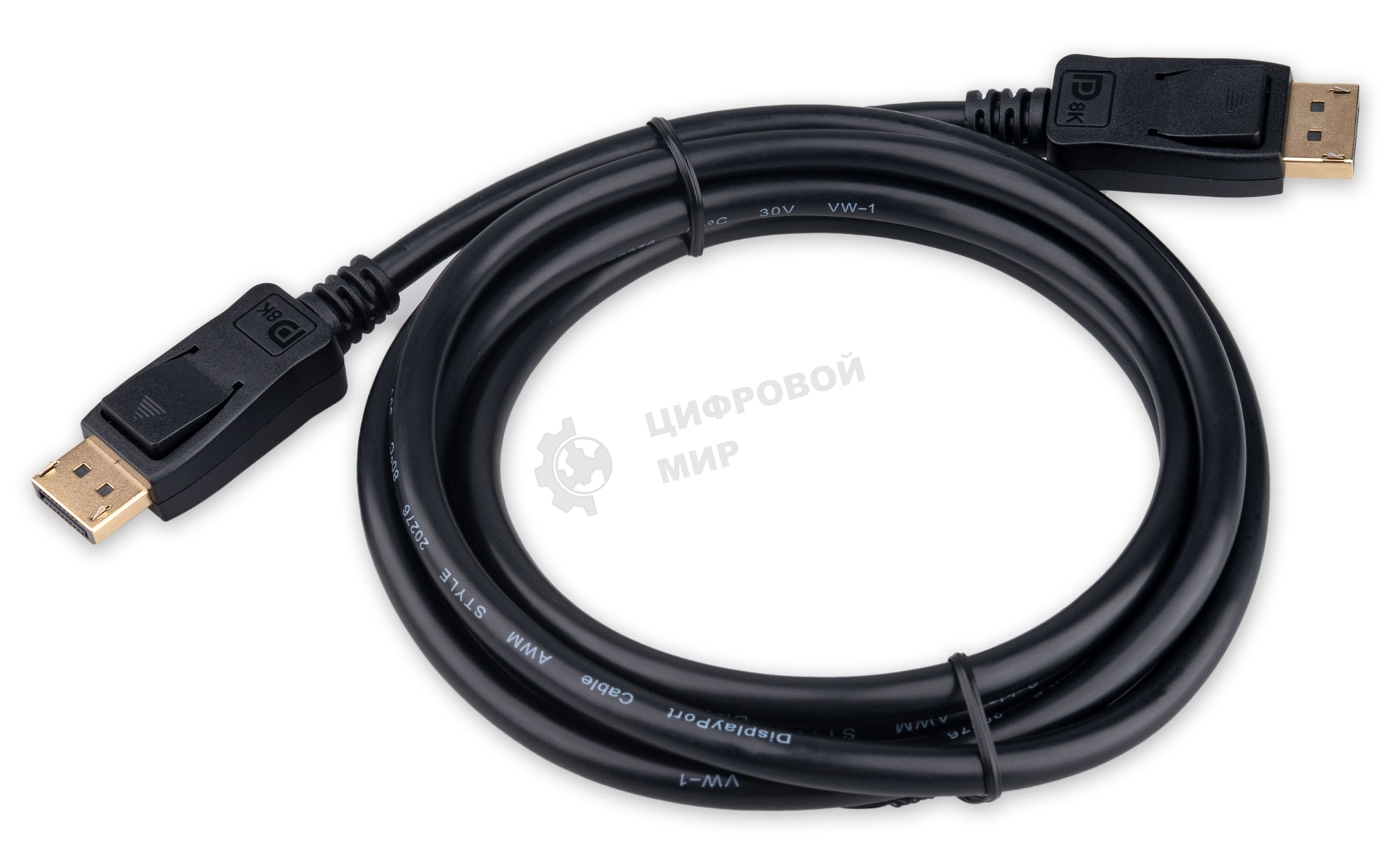 Кабель DisplayPort Cablexpert CC-DP8K-2M, 20M/20M, v1.4, 8К, медь, тройной экран, 2м, черный, пакет
