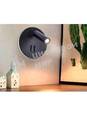 Настенный светильник FW252 SBK черный песок LED 4200K+3000K 6W+1W D140*110