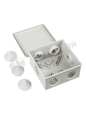 Коробка КМ41235 распаячная IEK UKO11-085-085-040-K41-44 для о/п 85х85х40 мм IP44 (RAL7035, 6 гермовводов)