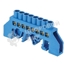 Шина нулевая N 6х9 8 отвер. латунь син. нейлоновый корпус комбинированный PROxima EKF sn0-63-08-dn