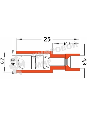 Разъем штекерный полностью изолированный Rexant штекер 4 мм 0.5-1.5 мм² (РШПи-п 1.5-4/РШИп 1,25-4) красный