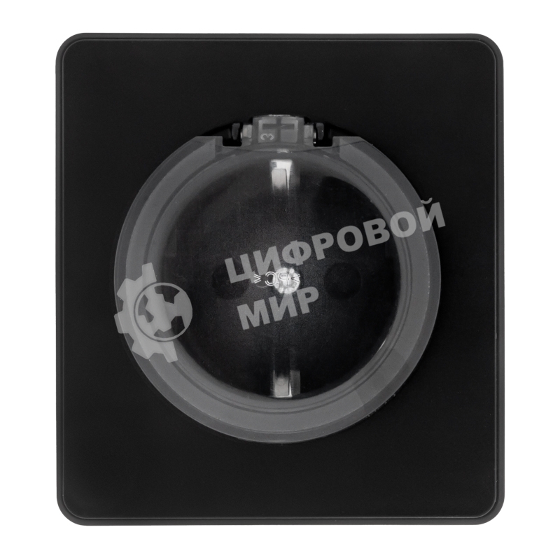 Розетка Kranz ROUND 1-ая с/з с/у, со шторками и крышкой 16А оникс