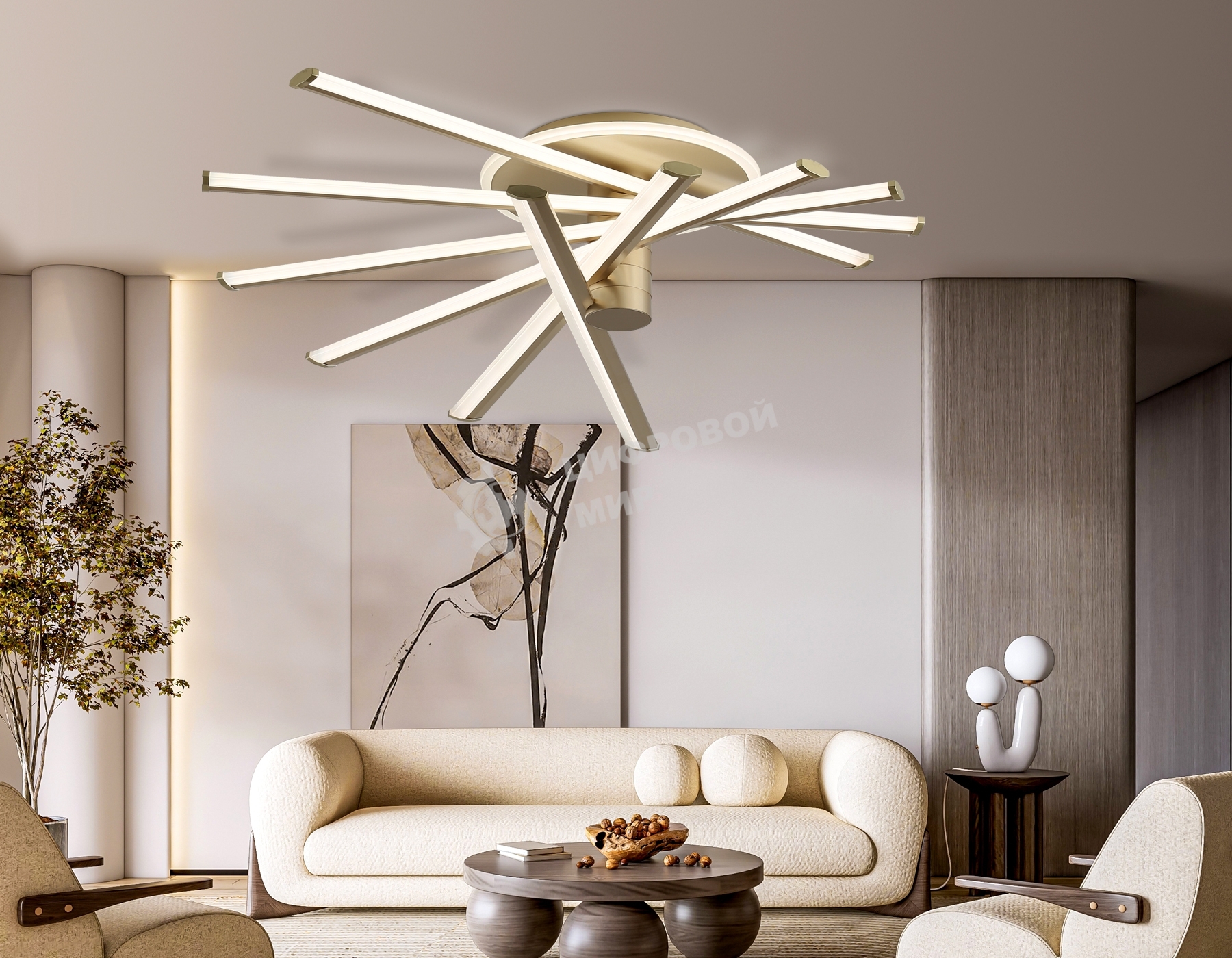 Потолочный светодиодный светильник Ambrella light FL6234 GD золото 96W 3000K-6400K 605*605*200 (ПДУ ИК)