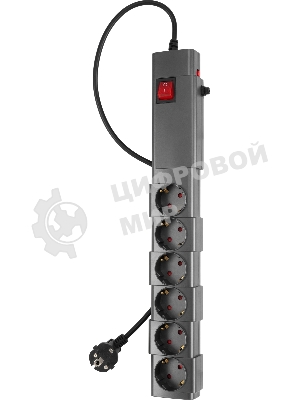 Сетевой фильтр Buro 600SPro-16-3-G 3м (6 розеток) графитовый (коробка)