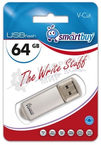 Флешка USB Smartbuy V-Cut Silver (SB64 GbVC-S), 64Gb, USB 2.0, R/W 25/15, серебристый