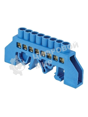 Шина нулевая N 6х9 8 отвер. латунь син. нейлоновый корпус комбинированный PROxima EKF sn0-63-08-dn