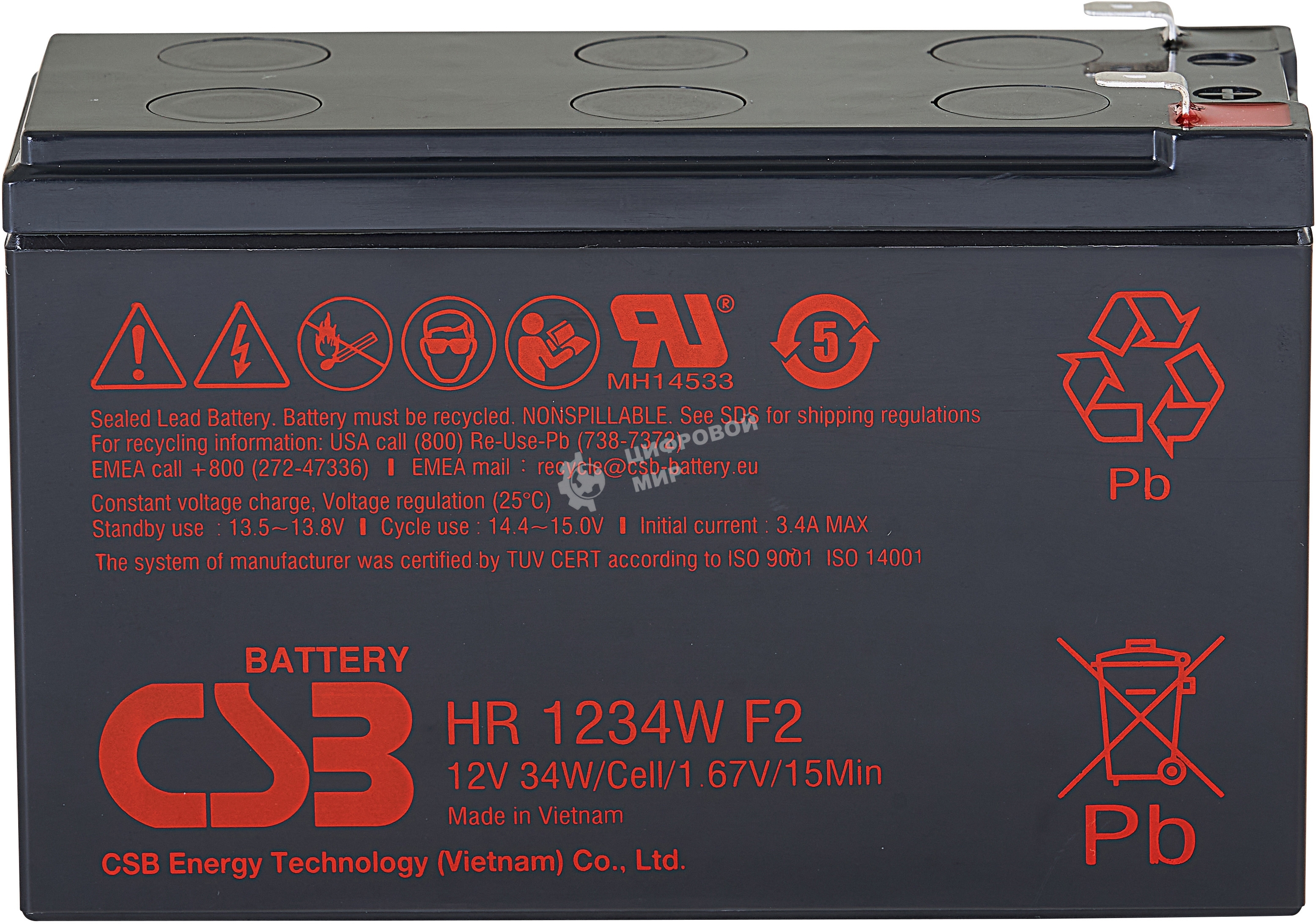 Батарея CSB HR 1234W (12V, 9Ah) клеммы F2