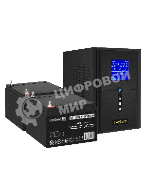Комплект Источник бесперебойного питания EX295987RUS + батарея 26Aч EX282970RUS 2шт (инвертор, синус, для котла) ExeGate SineTower SZ-1000.LCD.AVR.2SH.1C13.USB 1000VA/800W, чистый синусоида, LCD дисплей, AVR, 2*Schuko+1*C13, USB, линейно-интерактивный, черный + батарея ExeGate DT 1226 (12В, 26А·ч) 2шт