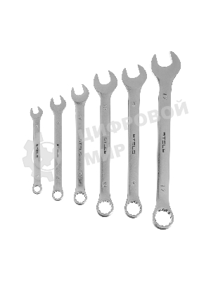 Набор ключей комбинированных Stels 6-17 мм, 6 шт., CrV, матовый хром